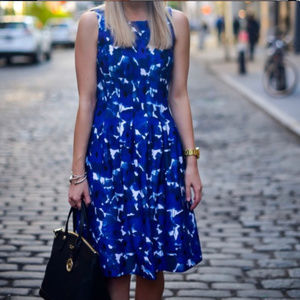 IVANKA TRUMP💙 FLORAL FLOUNCE TEXTURED DRESS